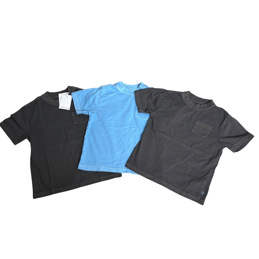Crewcuts J.Crew Kids XXS 2-3 Garment-Dyed Cotton Pocket Tee Lot of 3 Grey Blue